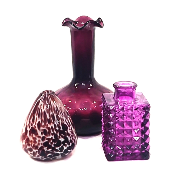 Vintage Other - 3 Vintage Amethyst Purple Glass Vases
